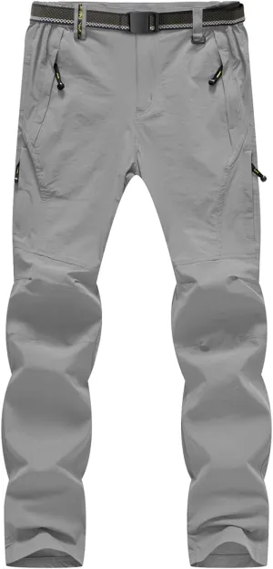 BGOWATU Men's Hiking Pants Quick Dry Lightweight Water Resistant Outdoor Sports Pants with Zipper Cargo Pockets