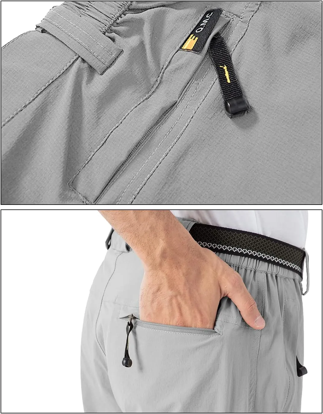 BGOWATU Men's Hiking Pants Quick Dry Lightweight Water Resistant Outdoor Sports Pants with Zipper Cargo Pockets