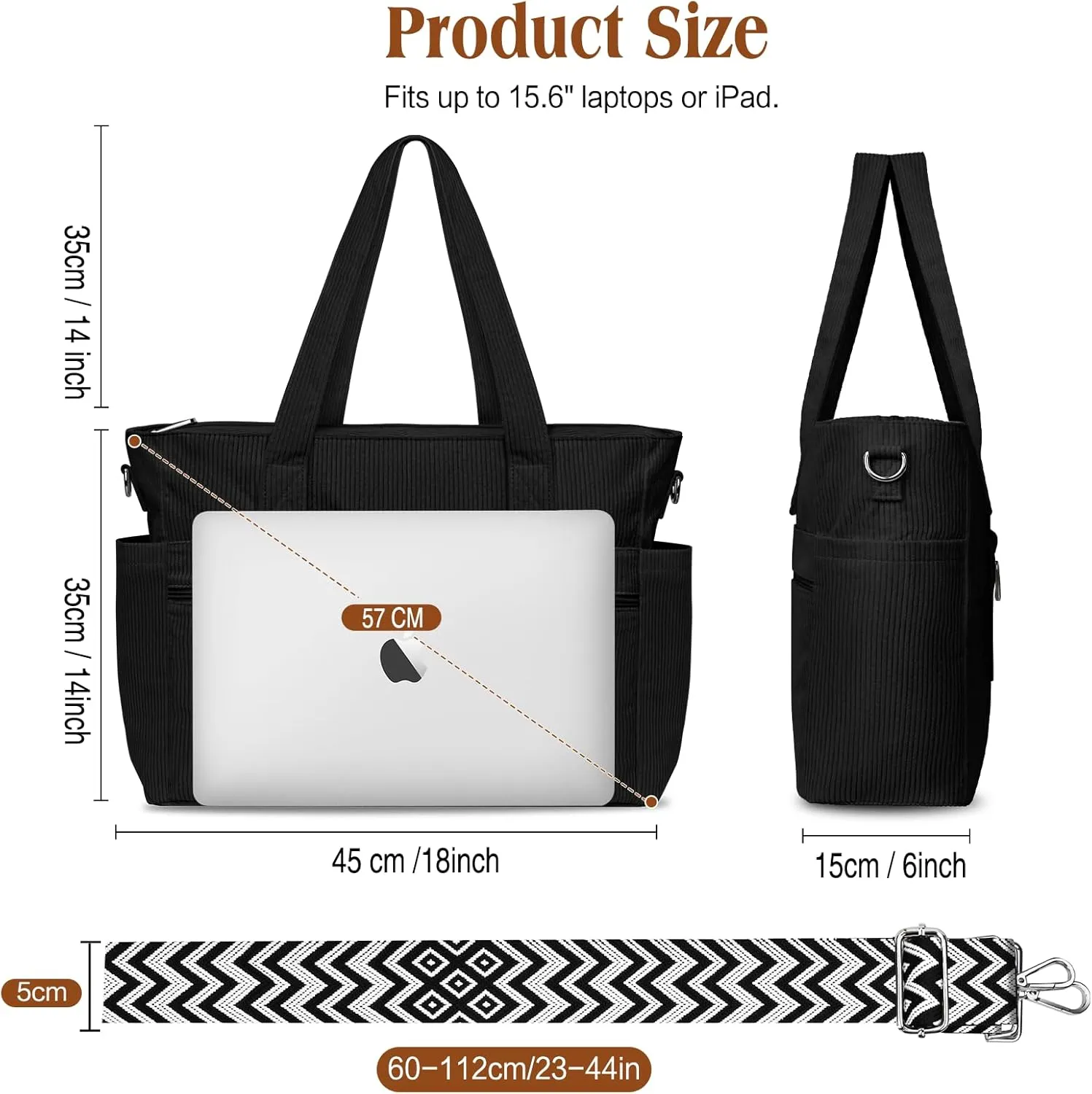 BKNOOU Large Corduroy Beach Tote Bag for Women Travel Carry on Weekender Bags Shoulder Handbag with Laptop Compartment