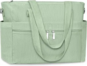 BKNOOU Large Corduroy Beach Tote Bag for Women Travel Carry on Weekender Bags Shoulder Handbag with Laptop Compartment