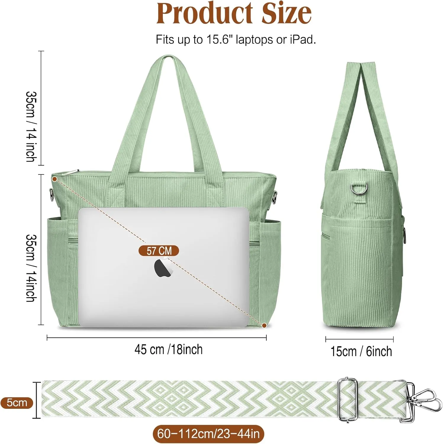 BKNOOU Large Corduroy Beach Tote Bag for Women Travel Carry on Weekender Bags Shoulder Handbag with Laptop Compartment