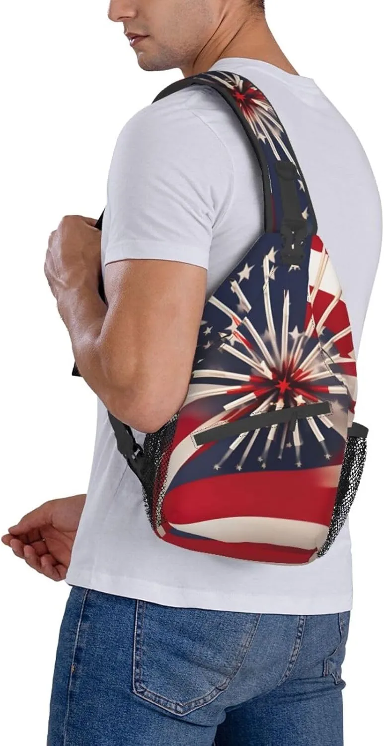 Black And Gold Flowers Crossbody Bag Chest Shoulder Bag Small Casual Backpack Suitable For Women Men Hiking