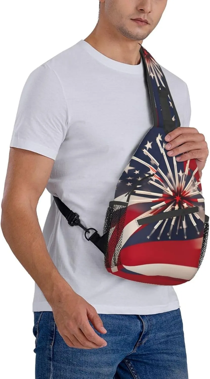 Black And Gold Flowers Crossbody Bag Chest Shoulder Bag Small Casual Backpack Suitable For Women Men Hiking
