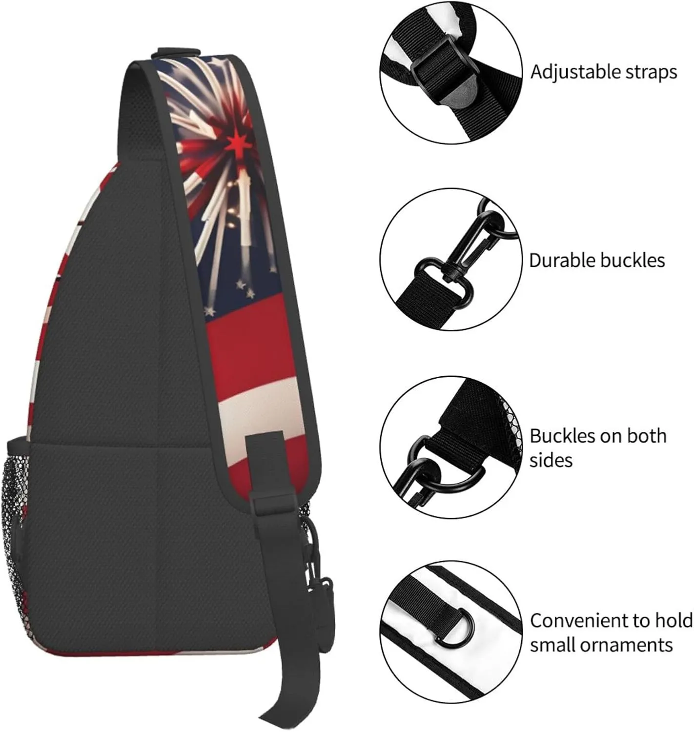 Black And Gold Flowers Crossbody Bag Chest Shoulder Bag Small Casual Backpack Suitable For Women Men Hiking