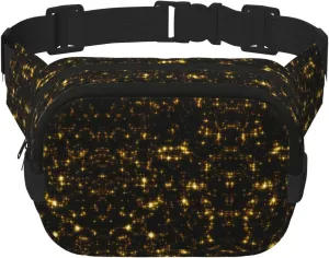 Black And Gold Wallpaper Print Unisex Square Double Layer Waist Bag Crossbody Fanny Pack Travel Workout Accessory