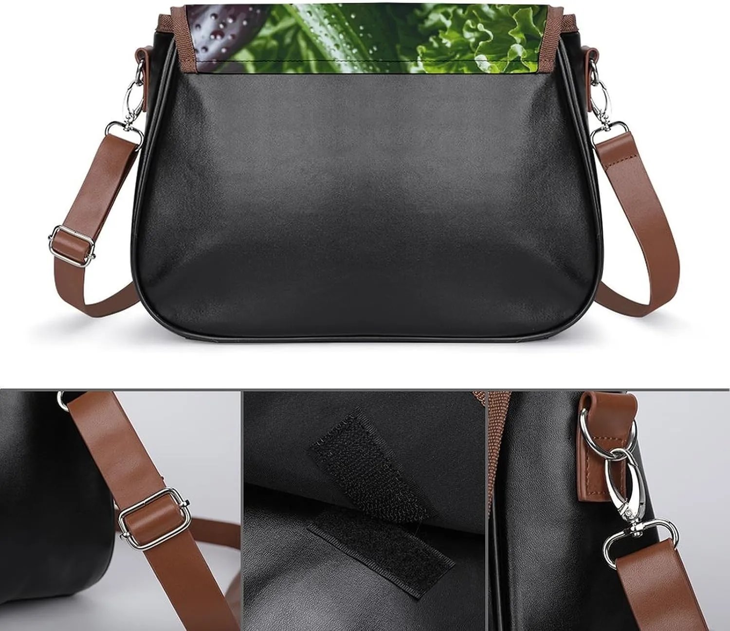 Black And White Cow Print Crossbody Bags for Women Travel Shoulder Bag Small Leather Cross Body Handbags