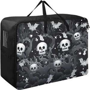 Black and White Halloween Storage Bag, 27.5x19.7x11 In, Extra Large Storage Duffle Bag with Zippers and Handles Space Saving Packing Totes for Moving Supplies Storage