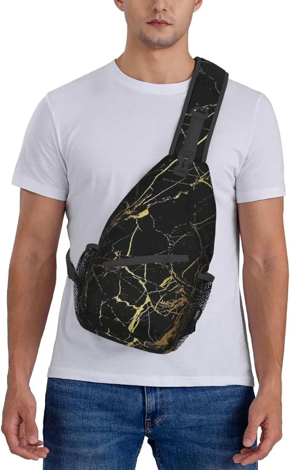 Black And White Soccer Ball Pattern Crossbody Bag Chest Shoulder Bag Small Casual Backpack Suitable For Women Men Hiking