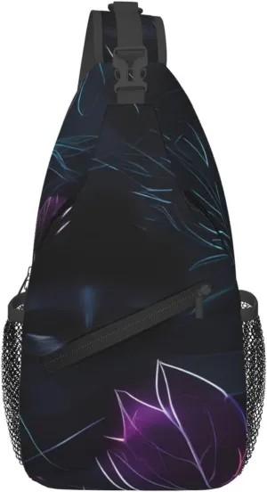 Black mystery Patterned multifunctional crossbody chest bag, suitable for casual hiking, unisex, convenient travel backpack