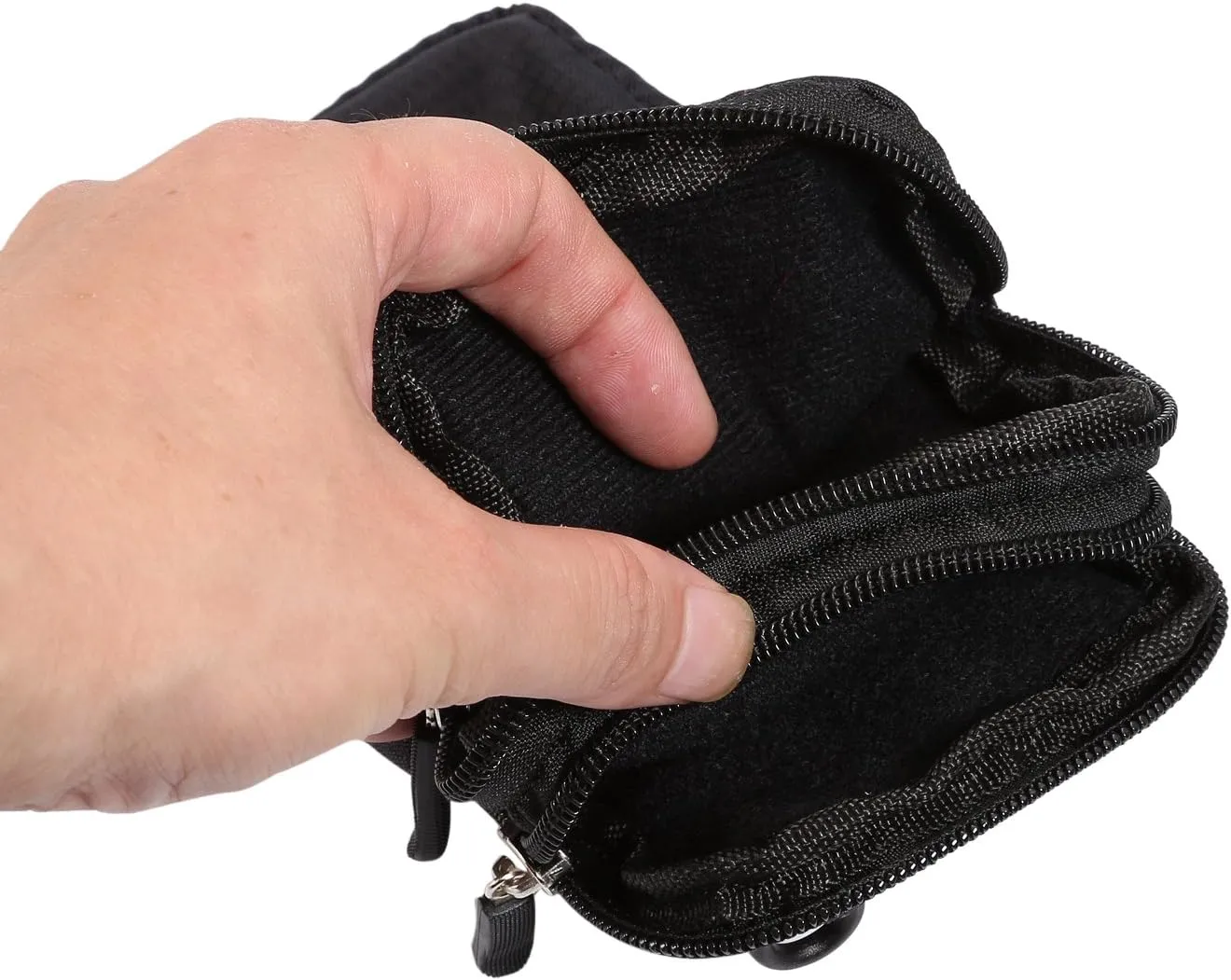 Black Shoulder Phone Bag, Cell Phone Belt Clip Pouch, 6.0" Ladies Men Travel Shoulder Messenger Crossbody Bag with Strap Zipper Waist Pocket Purse Wallet Belt Clip Holder with Carabiner Hook Handbag