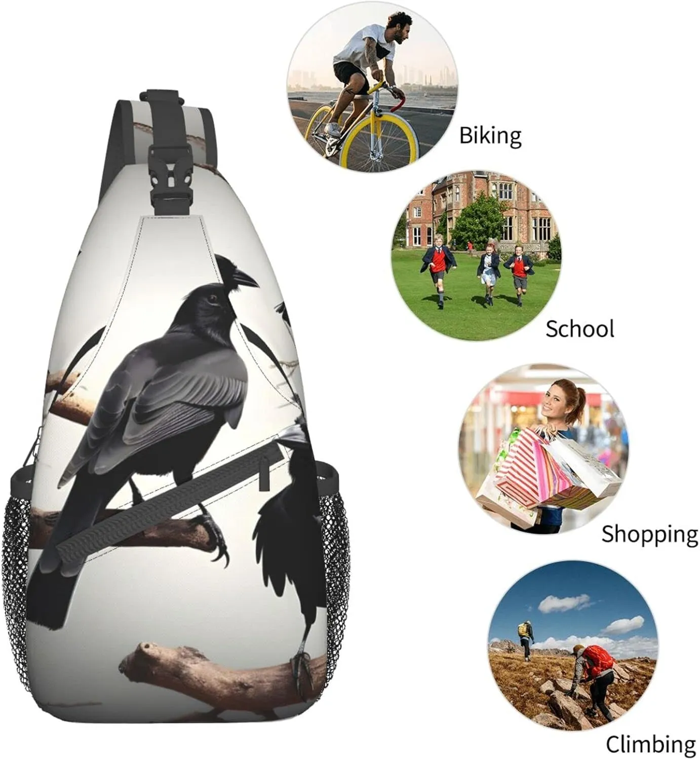Black White Marble Texture Crossbody Bag Chest Shoulder Bag Small Casual Backpack Suitable For Women Men Hiking