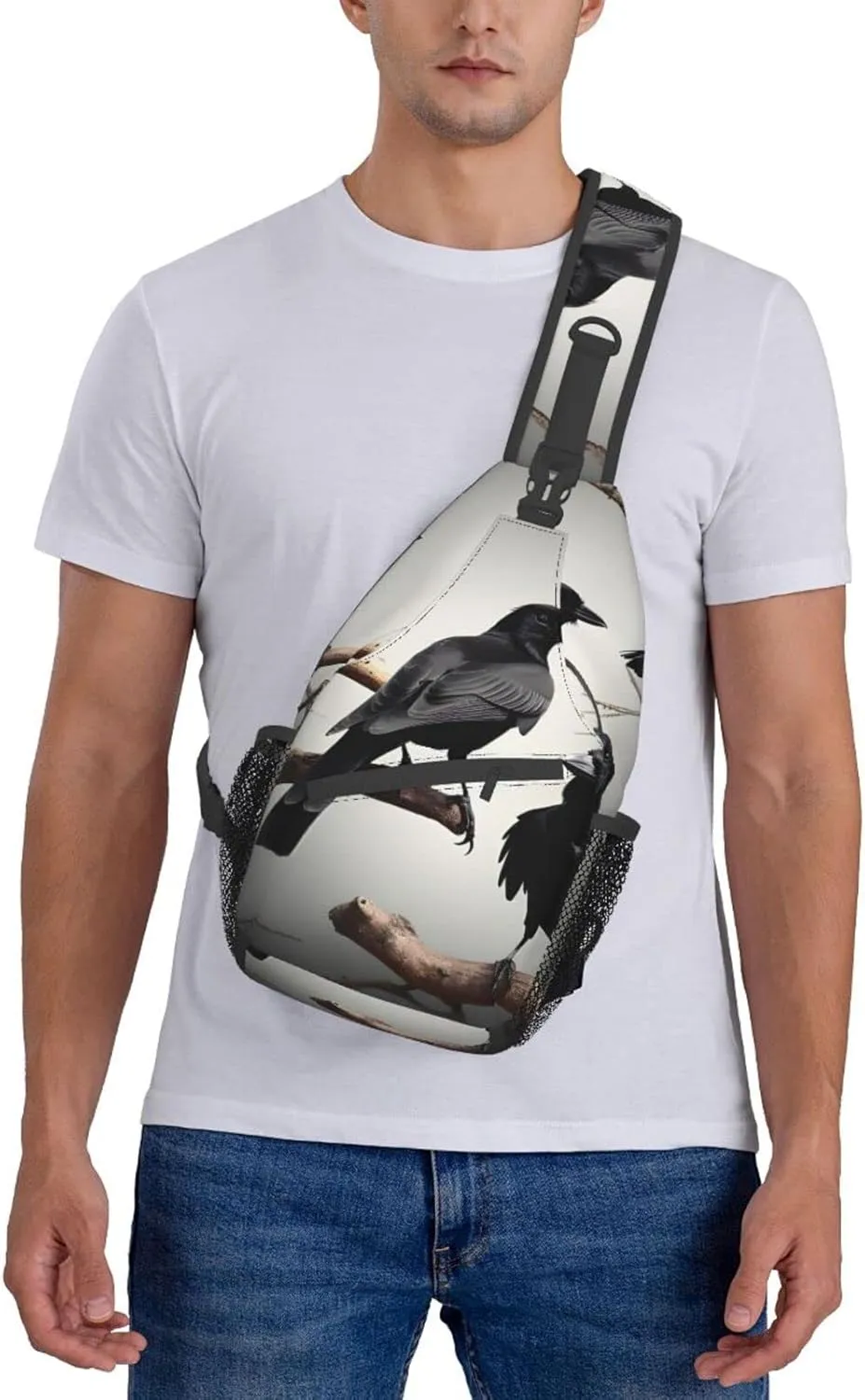 Black White Marble Texture Crossbody Bag Chest Shoulder Bag Small Casual Backpack Suitable For Women Men Hiking