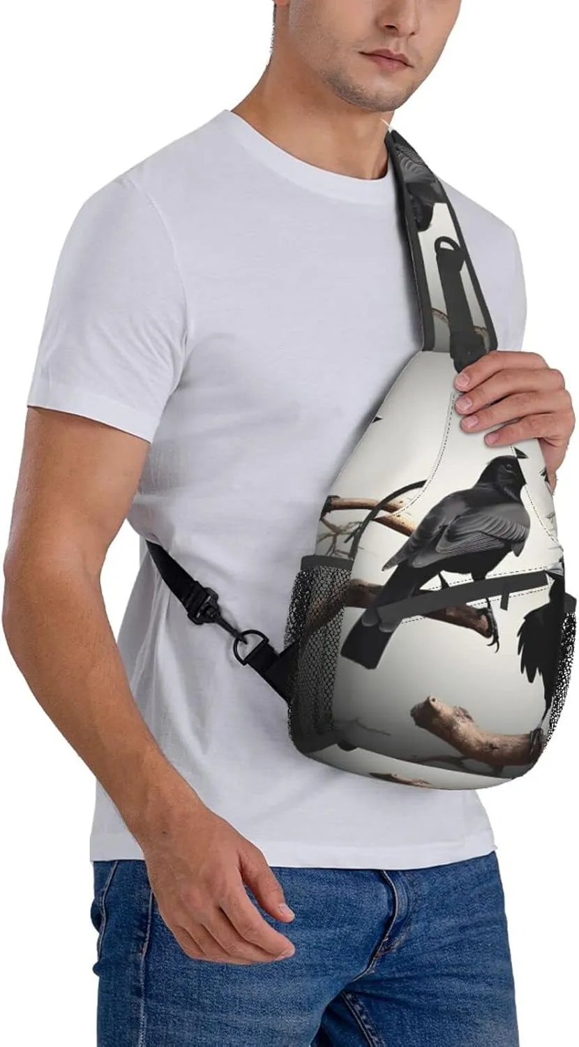 Black White Marble Texture Crossbody Bag Chest Shoulder Bag Small Casual Backpack Suitable For Women Men Hiking