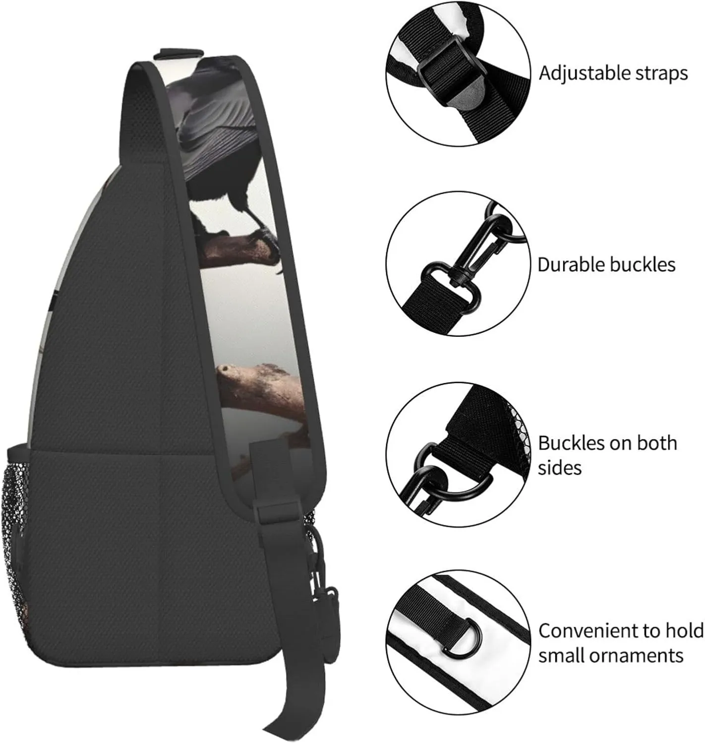 Black White Marble Texture Crossbody Bag Chest Shoulder Bag Small Casual Backpack Suitable For Women Men Hiking