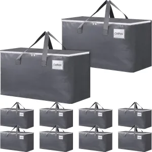 BlissTotes Large Moving Bags and with Zippers & Handles Moving Supplies with lids, Heavy Duty Totes for Storage Bags for Space Saving, Fold Flat, Moving and Storing, 93L, 10 Pack