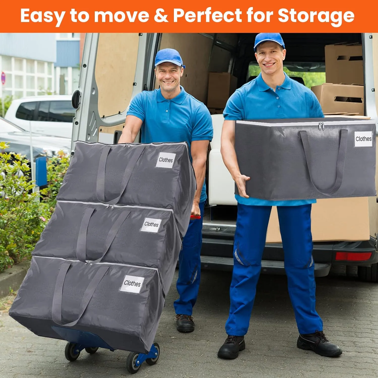 BlissTotes Large Moving Bags and with Zippers & Handles Moving Supplies with lids, Heavy Duty Totes for Storage Bags for Space Saving, Fold Flat, Moving and Storing, 93L, 10 Pack