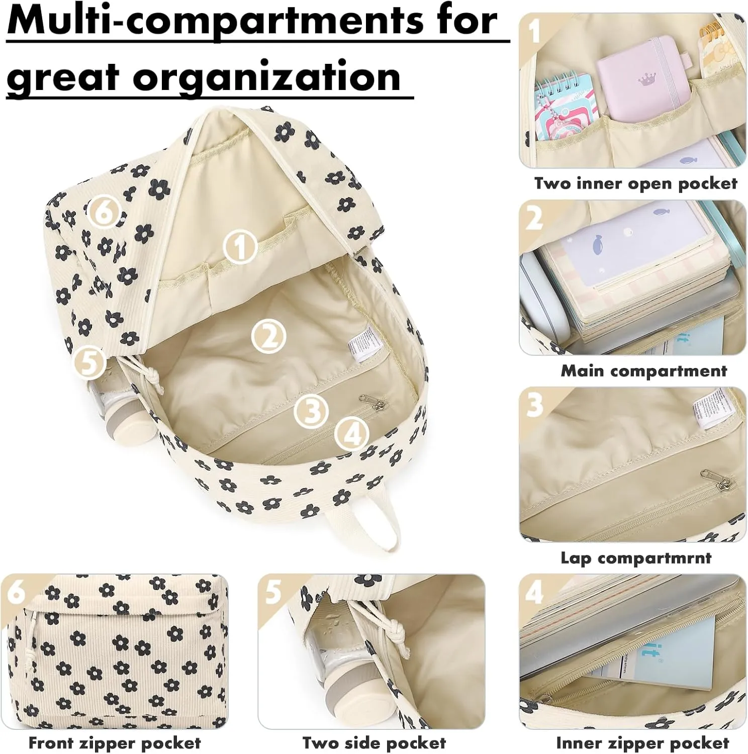 Bluboon Backpack for Girls Kids Preschool Backpack with Lunch Box Kindergarten Bookbag Toddler School Bags Set