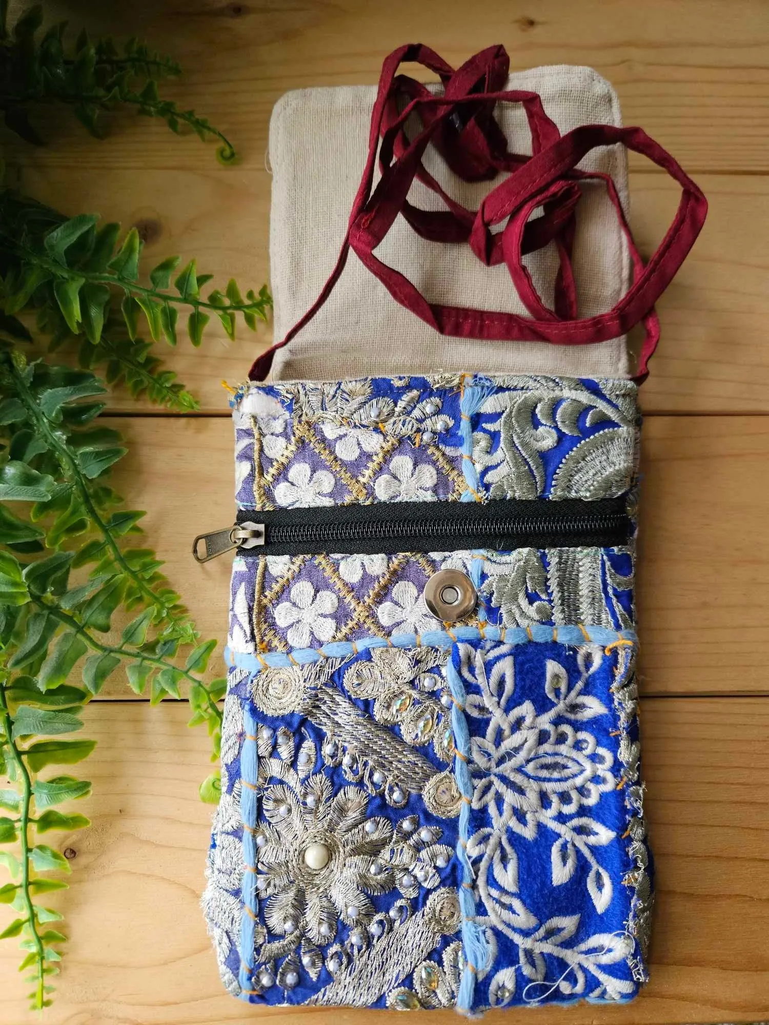 Blue Bandhani Patchwork Mini Handbags