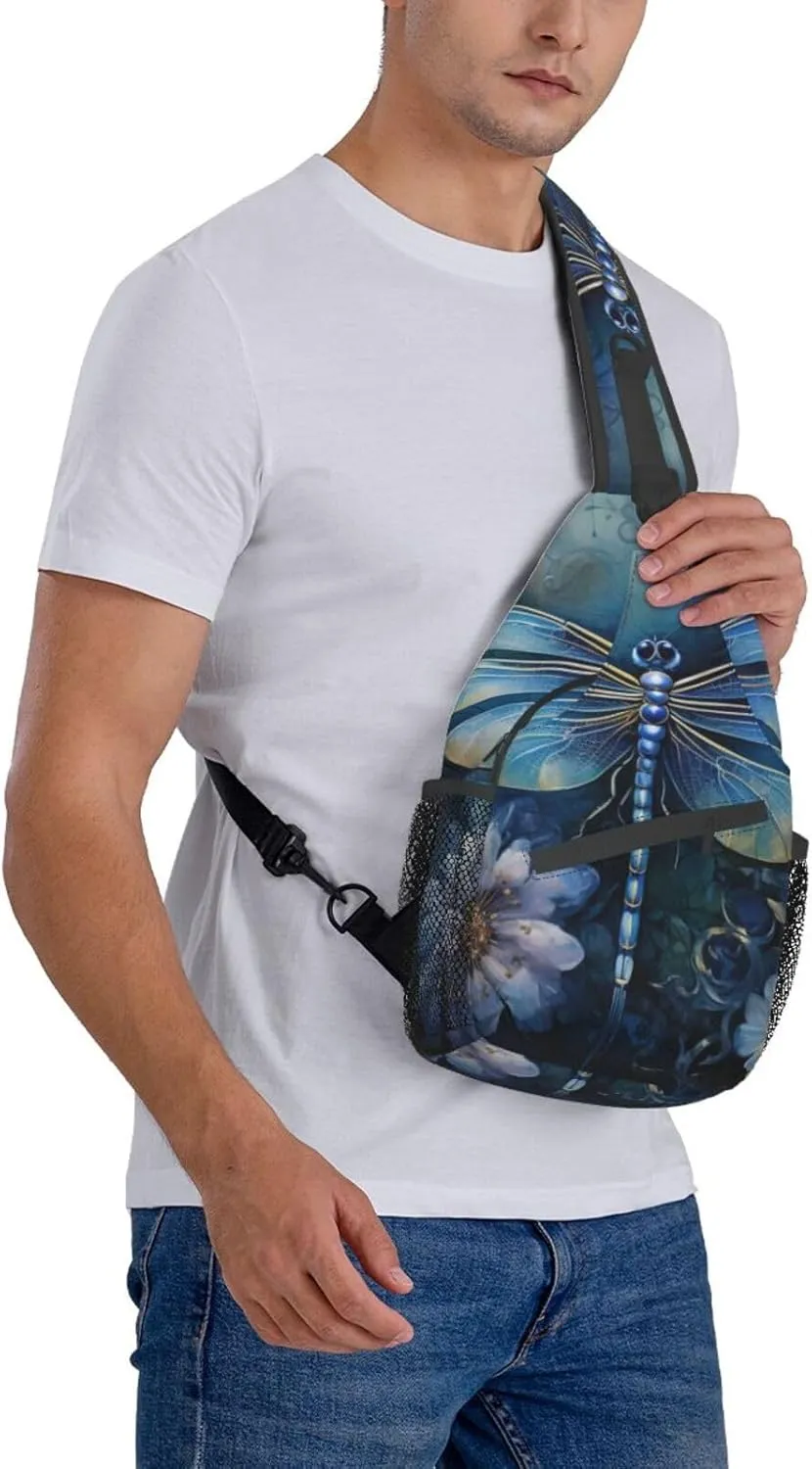 Blue Christmas Snowman Crossbody Bag Chest Shoulder Bag Small Casual Backpack Suitable For Women Men Hiking