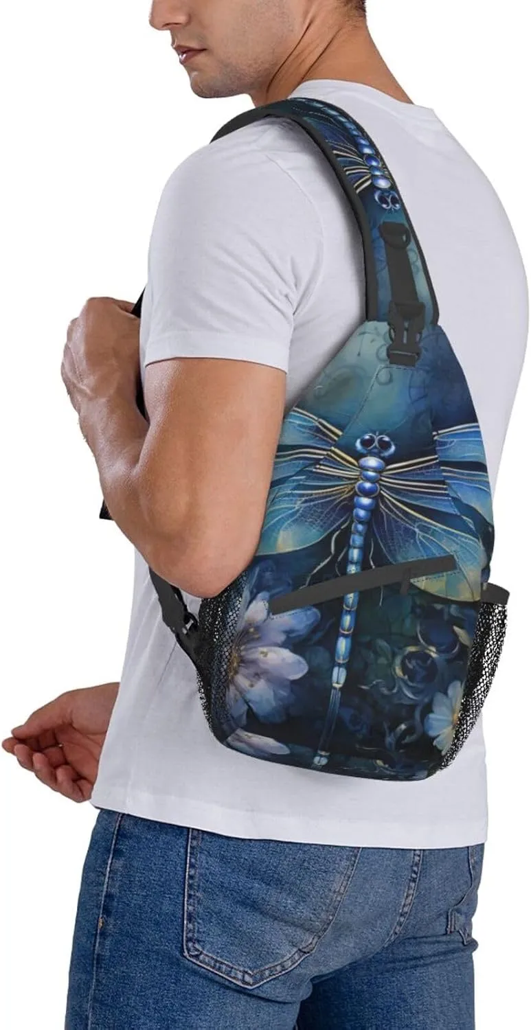 Blue Christmas Snowman Crossbody Bag Chest Shoulder Bag Small Casual Backpack Suitable For Women Men Hiking