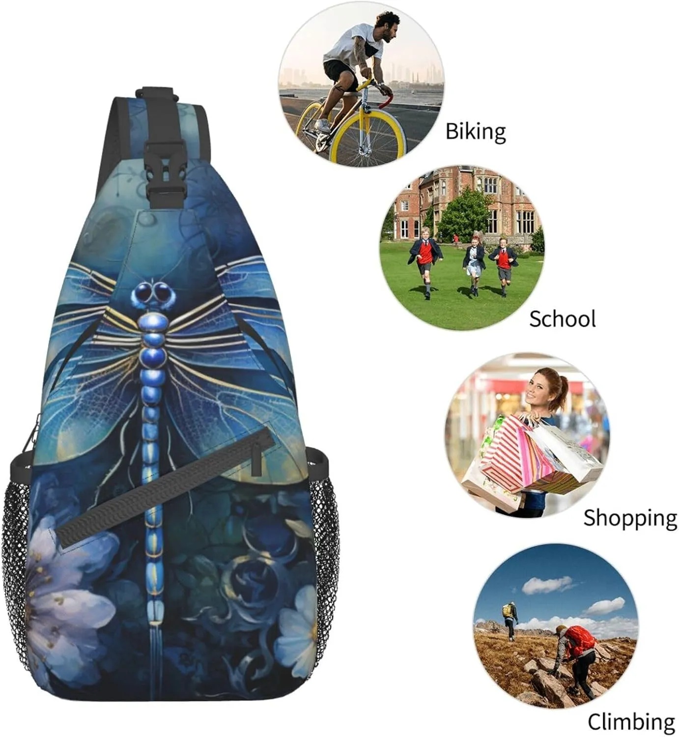 Blue Christmas Snowman Crossbody Bag Chest Shoulder Bag Small Casual Backpack Suitable For Women Men Hiking