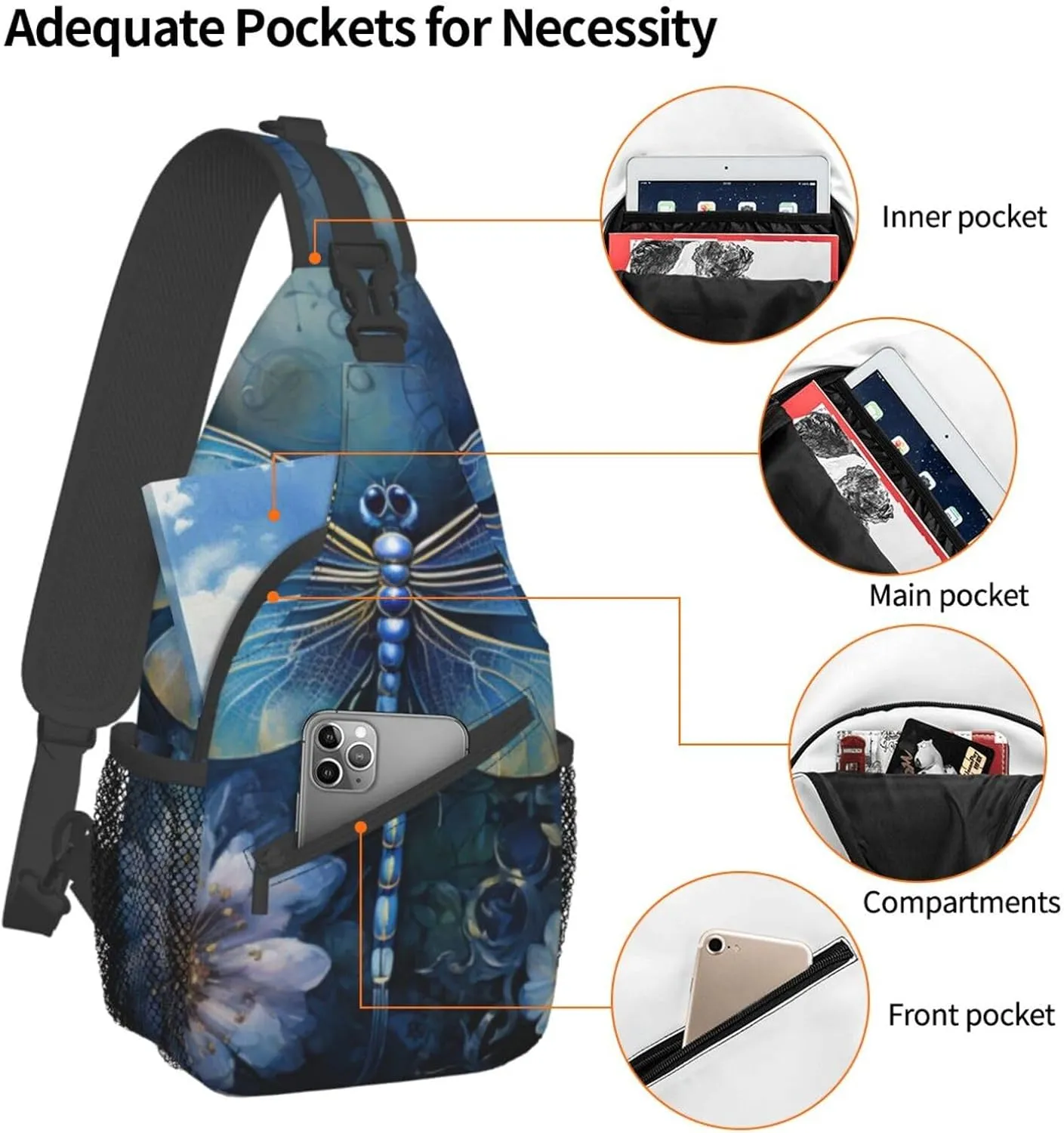 Blue Christmas Snowman Crossbody Bag Chest Shoulder Bag Small Casual Backpack Suitable For Women Men Hiking
