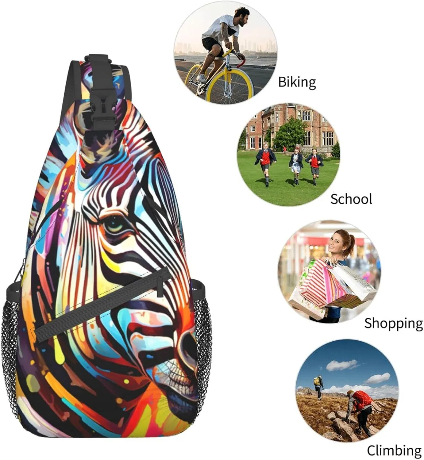 Blue Christmas Snowman Crossbody Bag Chest Shoulder Bag Small Casual Backpack Suitable For Women Men Hiking