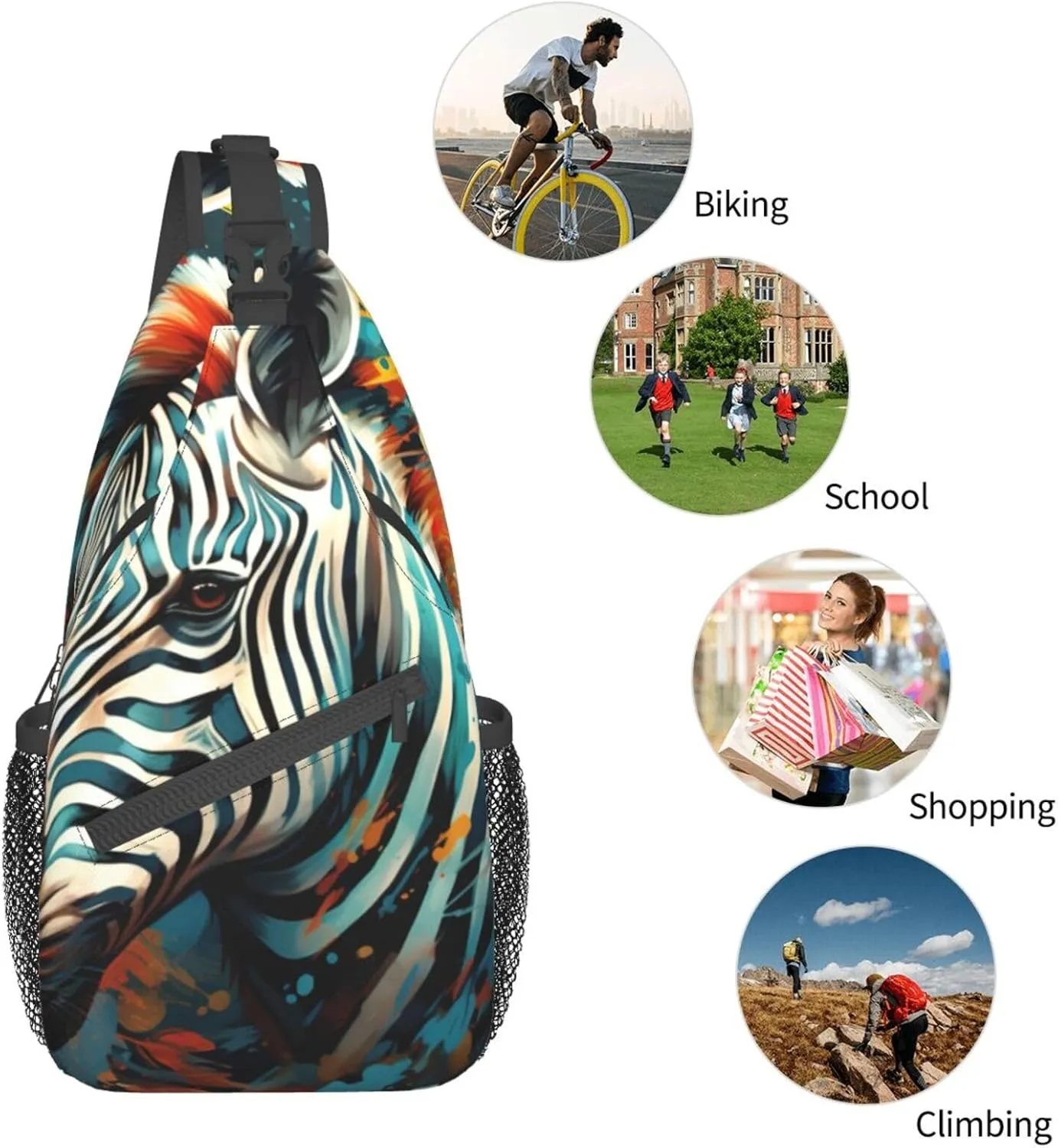 Blue Christmas Snowman Crossbody Bag Chest Shoulder Bag Small Casual Backpack Suitable For Women Men Hiking
