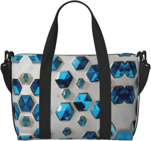 Blue Hexagons And Diamonds Travel Bags, Weekender Carry On For Women, Sports Gym Bag, Workout Duffel Bag,Overnight