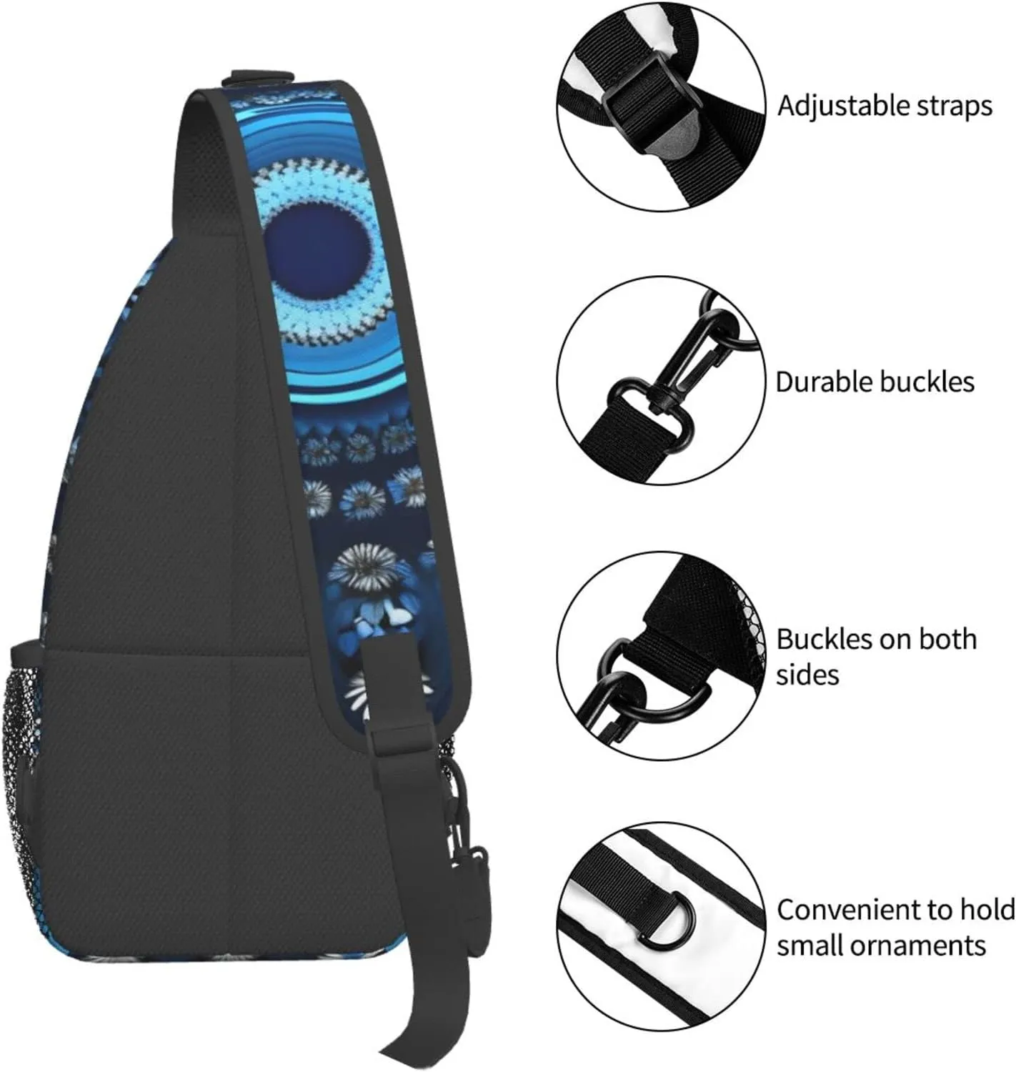 Blue Odonata Pattern Crossbody Bag Chest Shoulder Bag Small Casual Backpack Suitable For Women Men Hiking