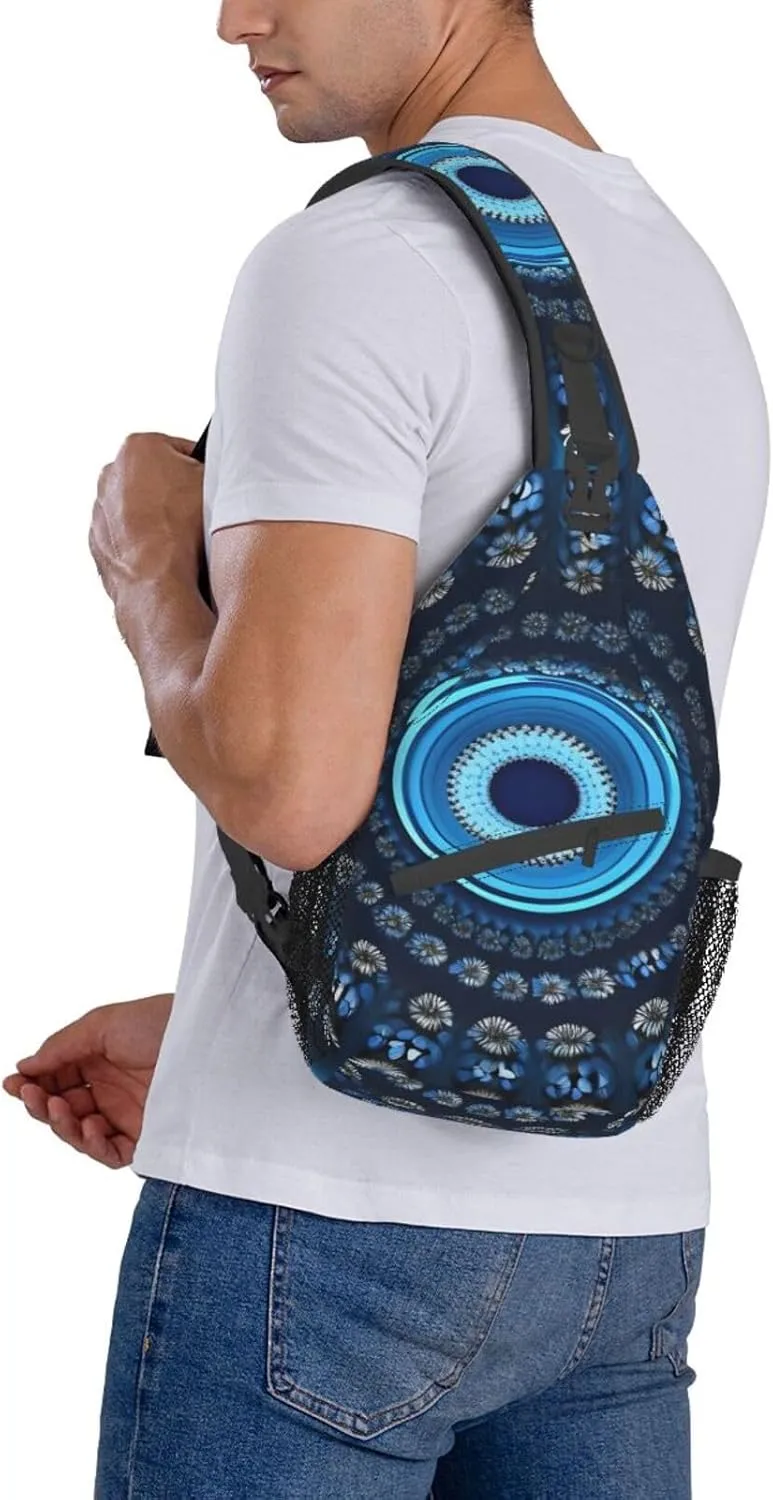 Blue Odonata Pattern Crossbody Bag Chest Shoulder Bag Small Casual Backpack Suitable For Women Men Hiking