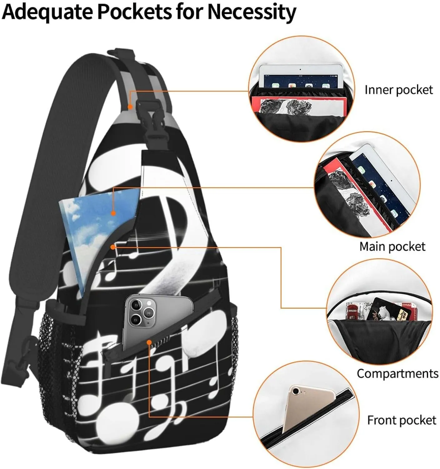 Blue Odonata Pattern Crossbody Bag Chest Shoulder Bag Small Casual Backpack Suitable For Women Men Hiking