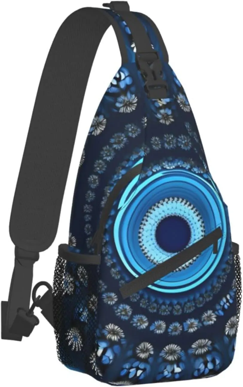Blue Odonata Pattern Crossbody Bag Chest Shoulder Bag Small Casual Backpack Suitable For Women Men Hiking
