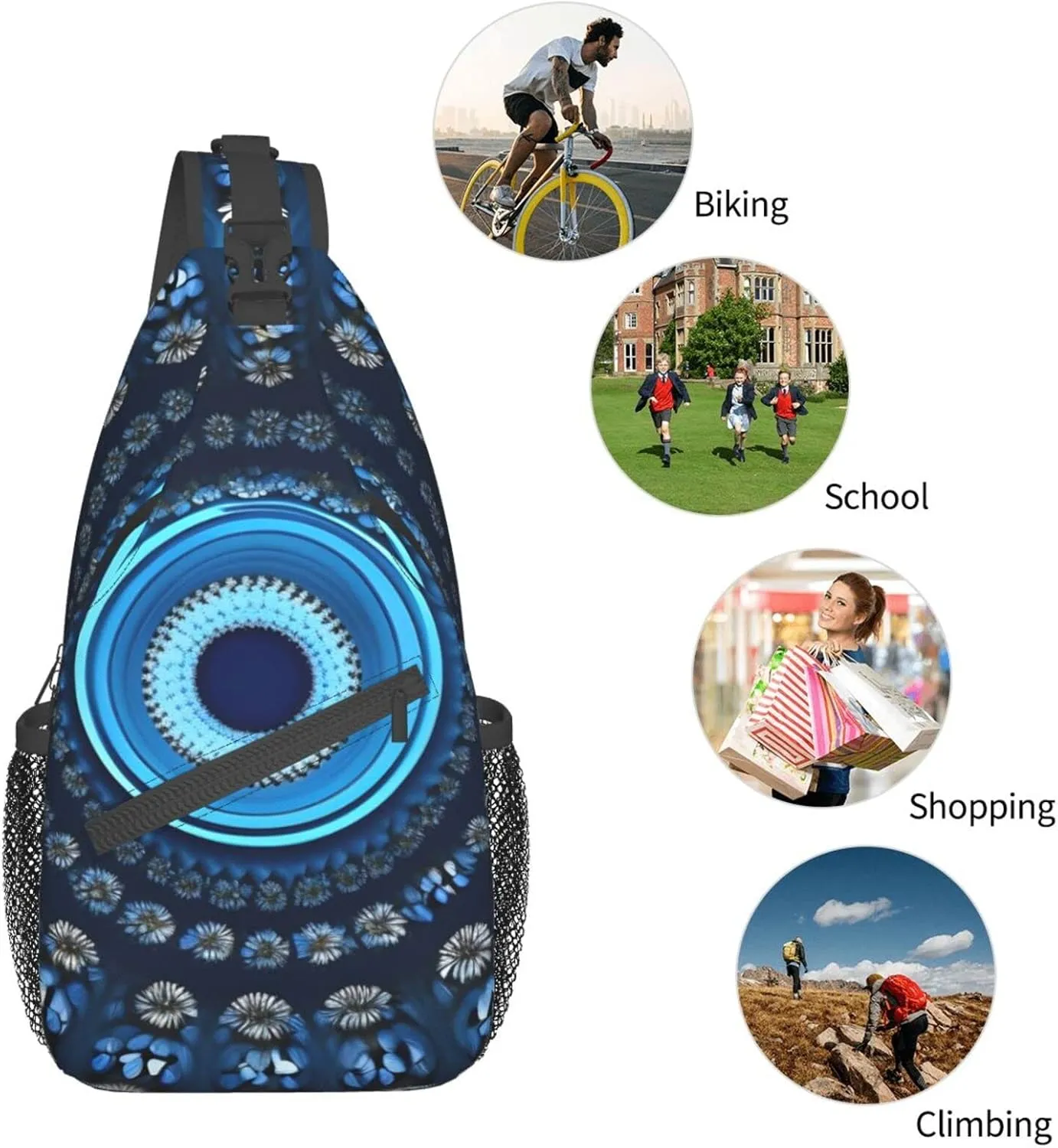 Blue Odonata Pattern Crossbody Bag Chest Shoulder Bag Small Casual Backpack Suitable For Women Men Hiking
