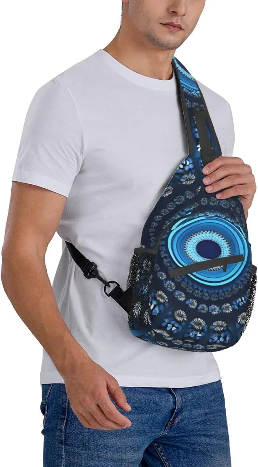 Blue Odonata Pattern Crossbody Bag Chest Shoulder Bag Small Casual Backpack Suitable For Women Men Hiking
