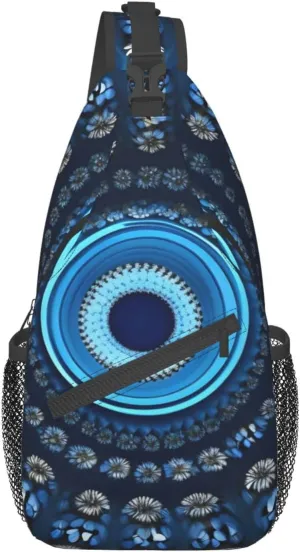 Blue Odonata Pattern Crossbody Bag Chest Shoulder Bag Small Casual Backpack Suitable For Women Men Hiking