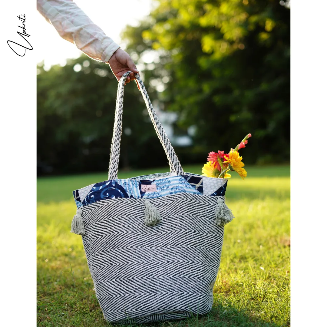 Blue Patchwork Shopping Bag