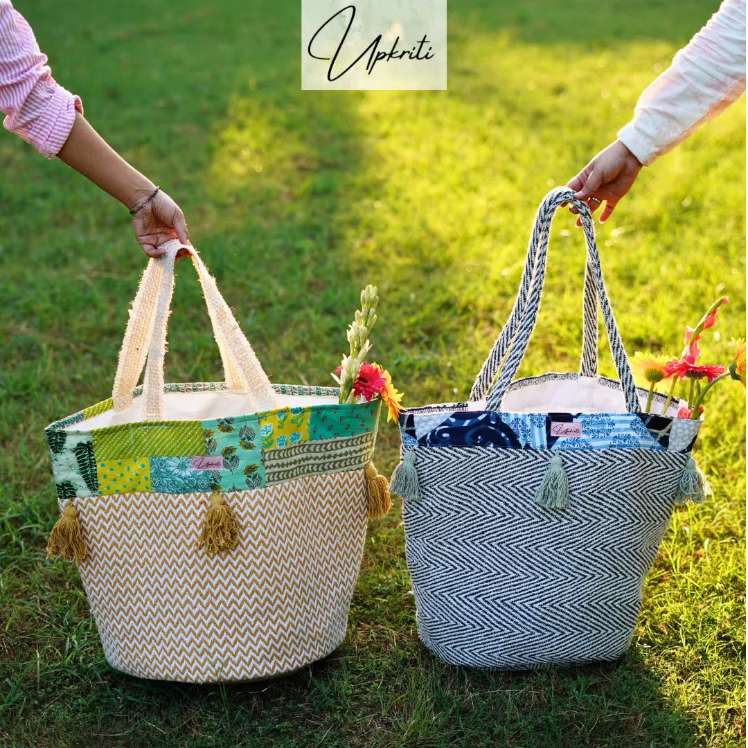 Blue Patchwork Shopping Bag