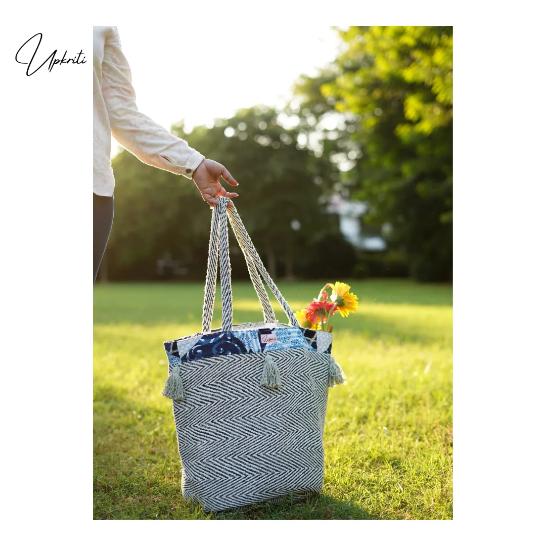 Blue Patchwork Shopping Bag