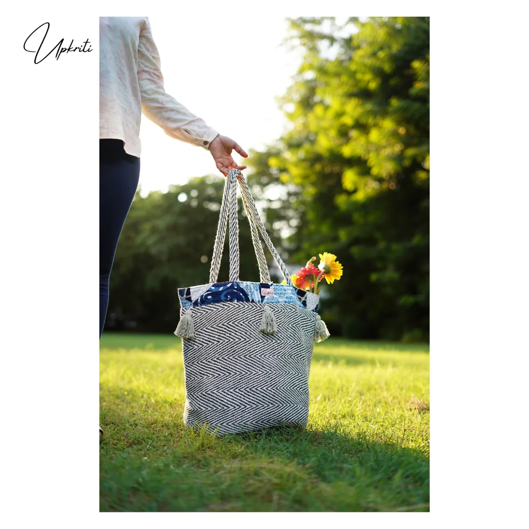 Blue Patchwork Shopping Bag