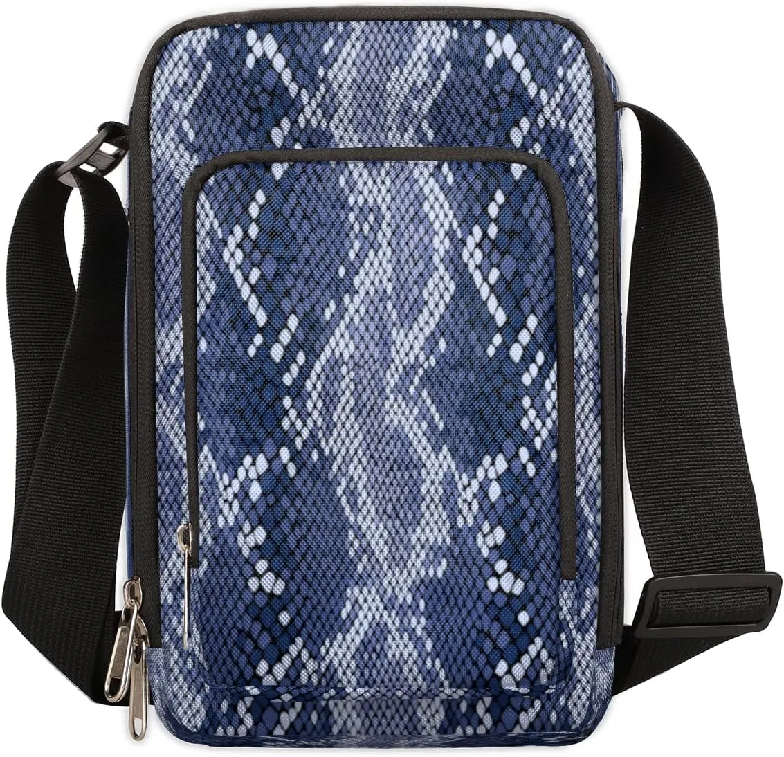 Blue Reptile Animal Print Crossbody Bags Trendy Cross Body Phone Wallet Shoulder Bag Sling Bags Small Travel Crossbody Bag with Adjustable Strap for Women and Men