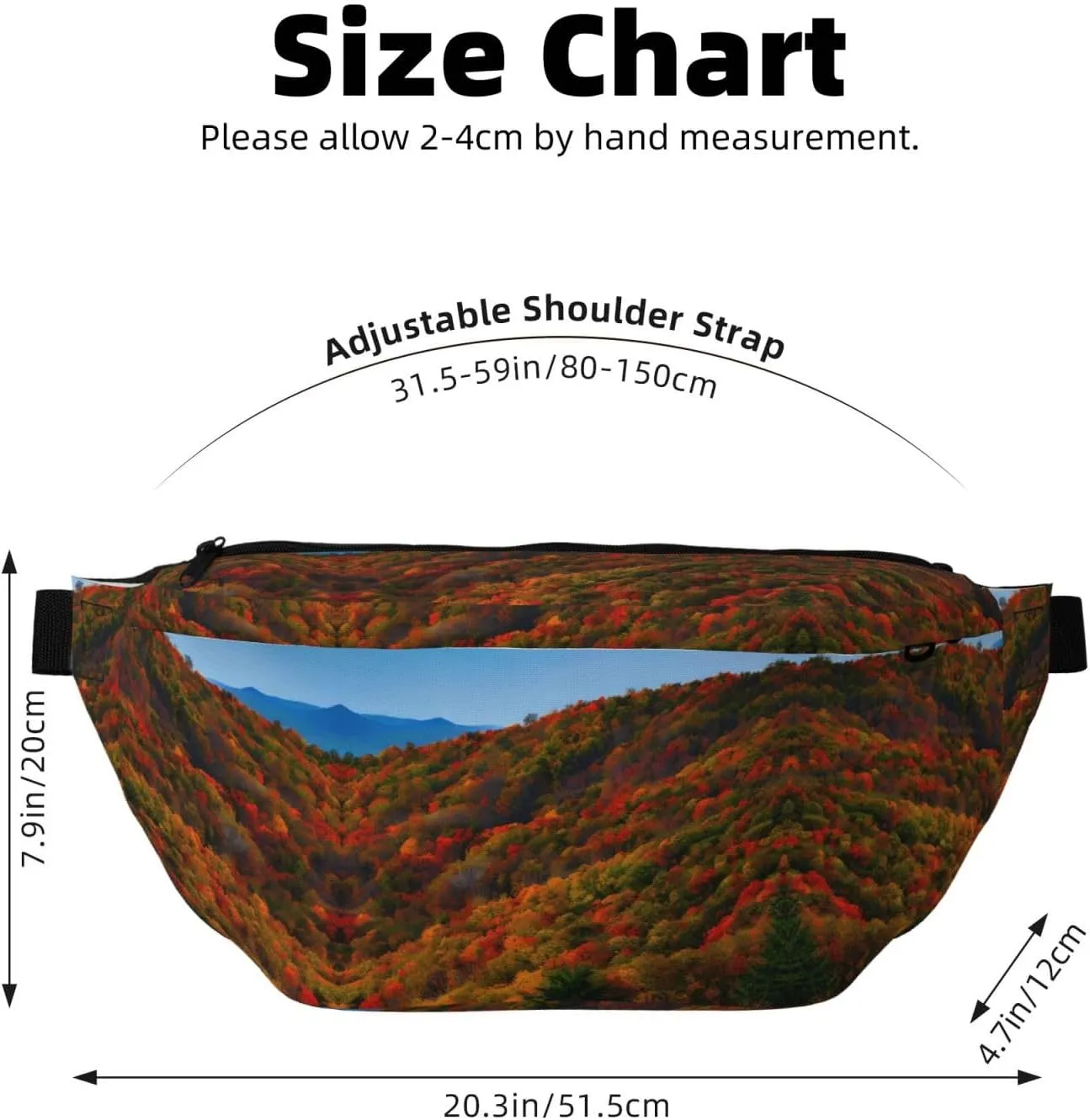 Blue Ridge Parkway Mountains Multi-Purpose Fanny Pack and Crossbody Bag - High Capacity with Zipper Pockets, Ideal for Men and Women