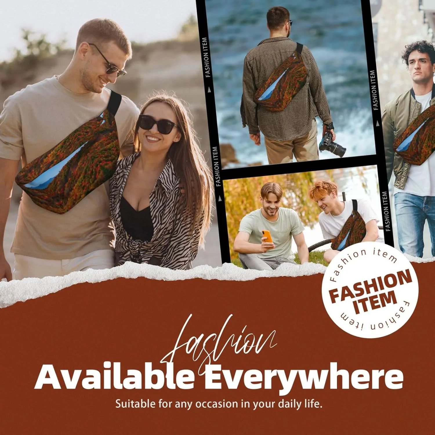 Blue Ridge Parkway Mountains Multi-Purpose Fanny Pack and Crossbody Bag - High Capacity with Zipper Pockets, Ideal for Men and Women