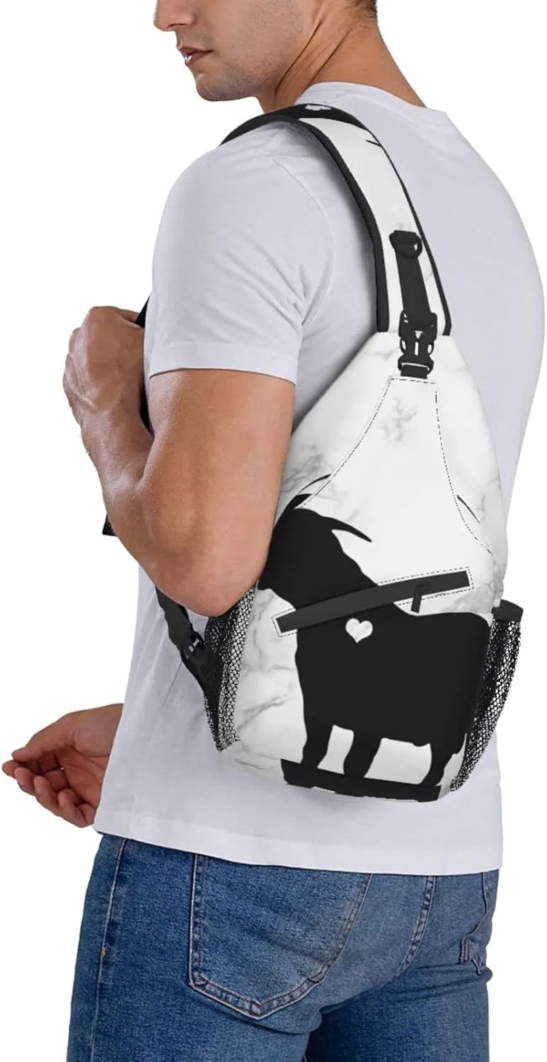Boer Goat Silhouette Chest Bag Shoulder Bag, Cute Animals Sling Backpack Casual Travel Bag For Men And Women