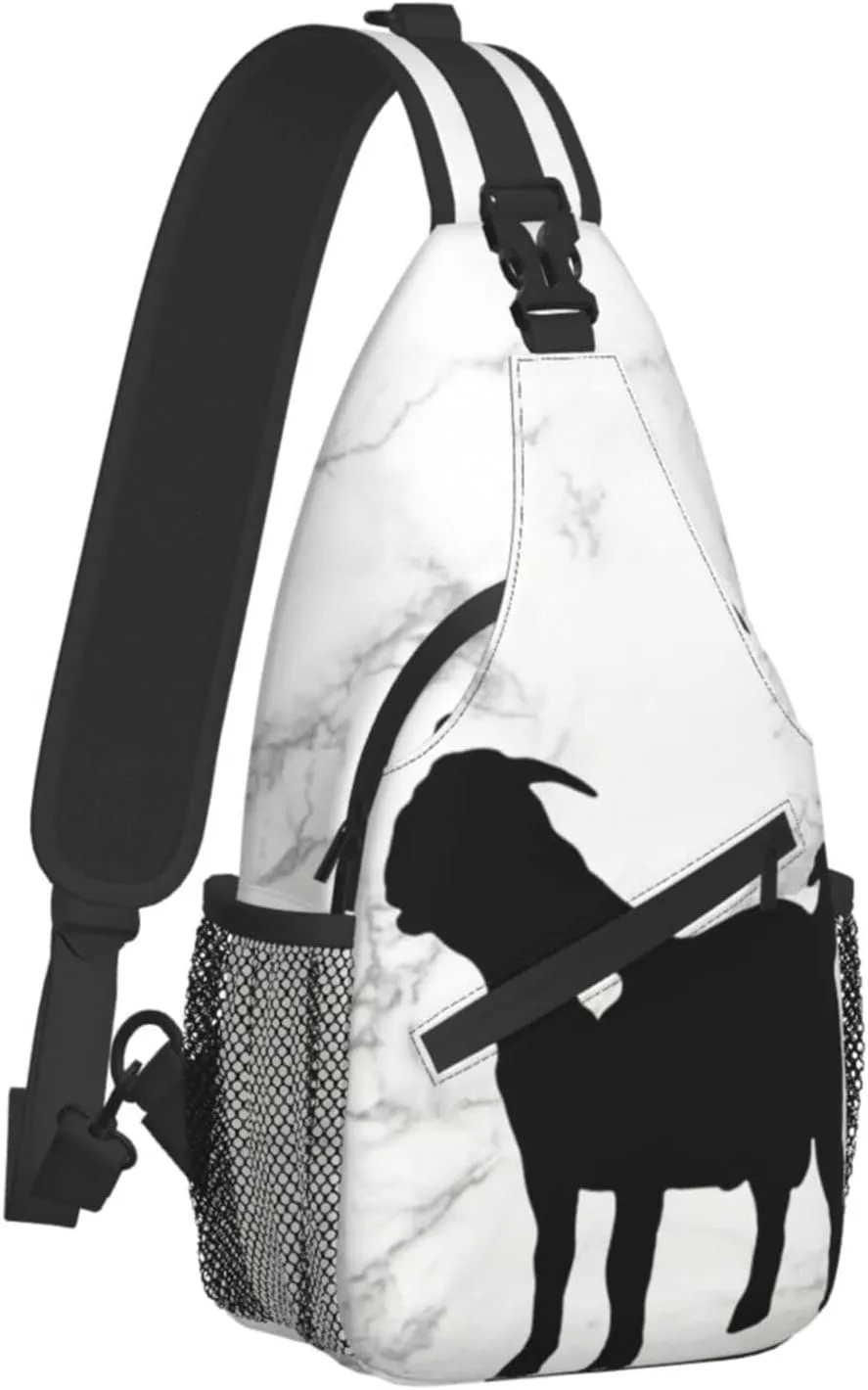 Boer Goat Silhouette Chest Bag Shoulder Bag, Cute Animals Sling Backpack Casual Travel Bag For Men And Women