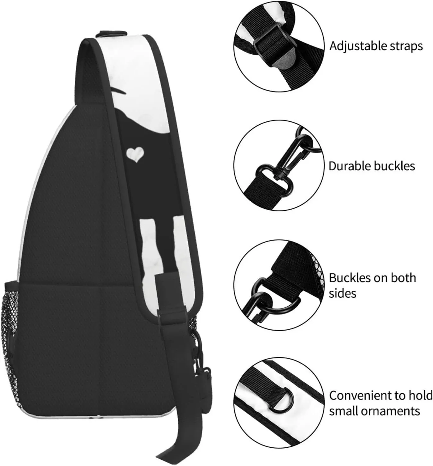 Boer Goat Silhouette Chest Bag Shoulder Bag, Cute Animals Sling Backpack Casual Travel Bag For Men And Women