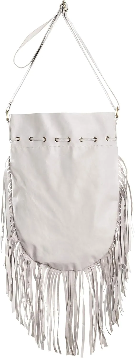 Boho Bag Round L | Real Leather | Fringe Purse | Bohemian Bags