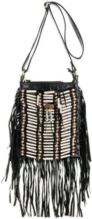 Boho Bag Round S | Real Leather | Fringe Purse | Bohemian Bags