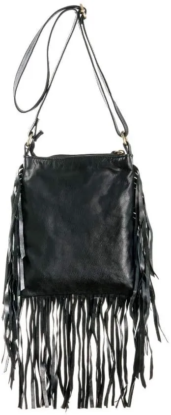 Boho Bag Round S | Real Leather | Fringe Purse | Bohemian Bags