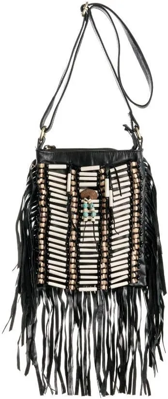 Boho Bag Round S | Real Leather | Fringe Purse | Bohemian Bags